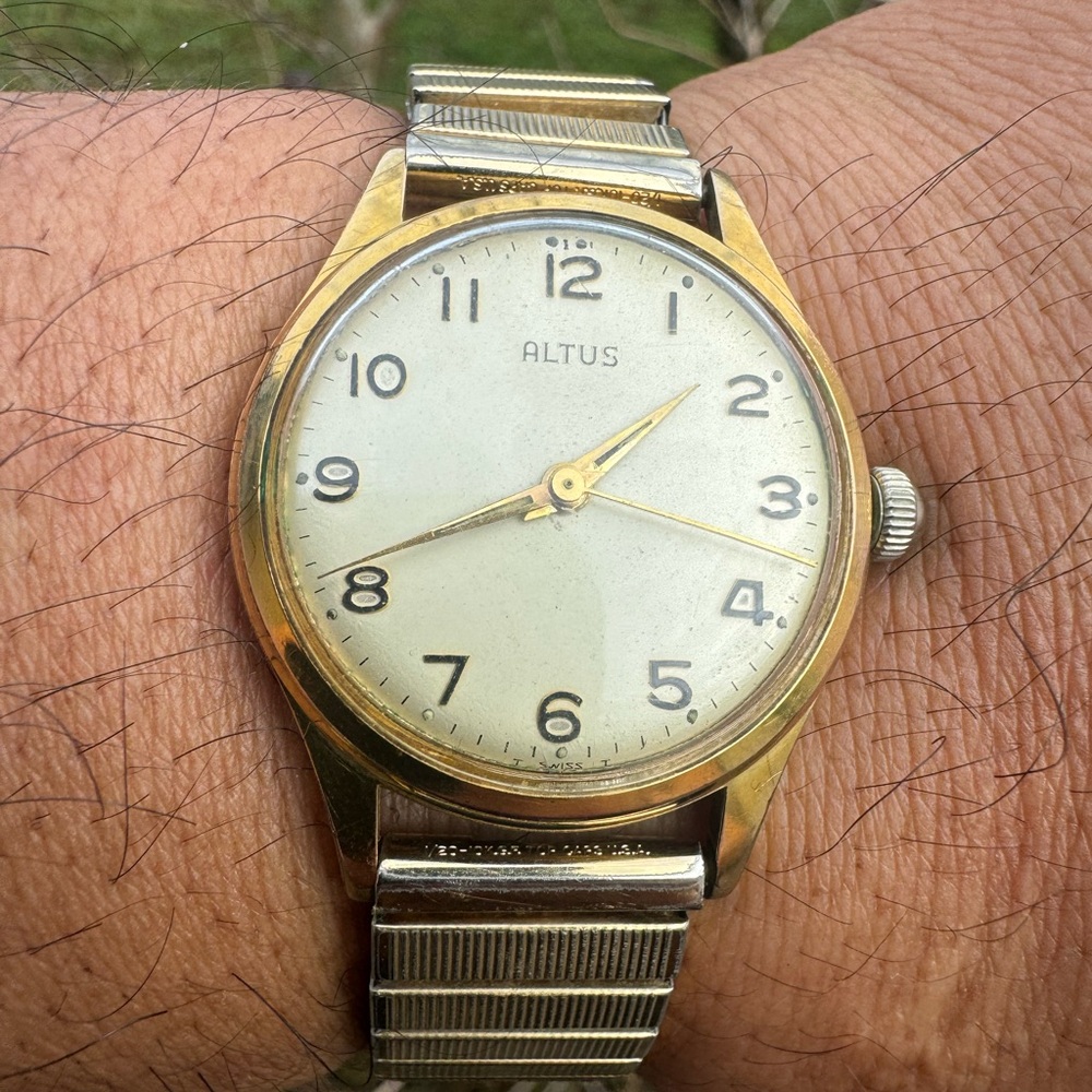 Vtg Altus Antimagnetic Incabloc Swiss Made Manual Wind Gold Tone Men’s Watch 🔥